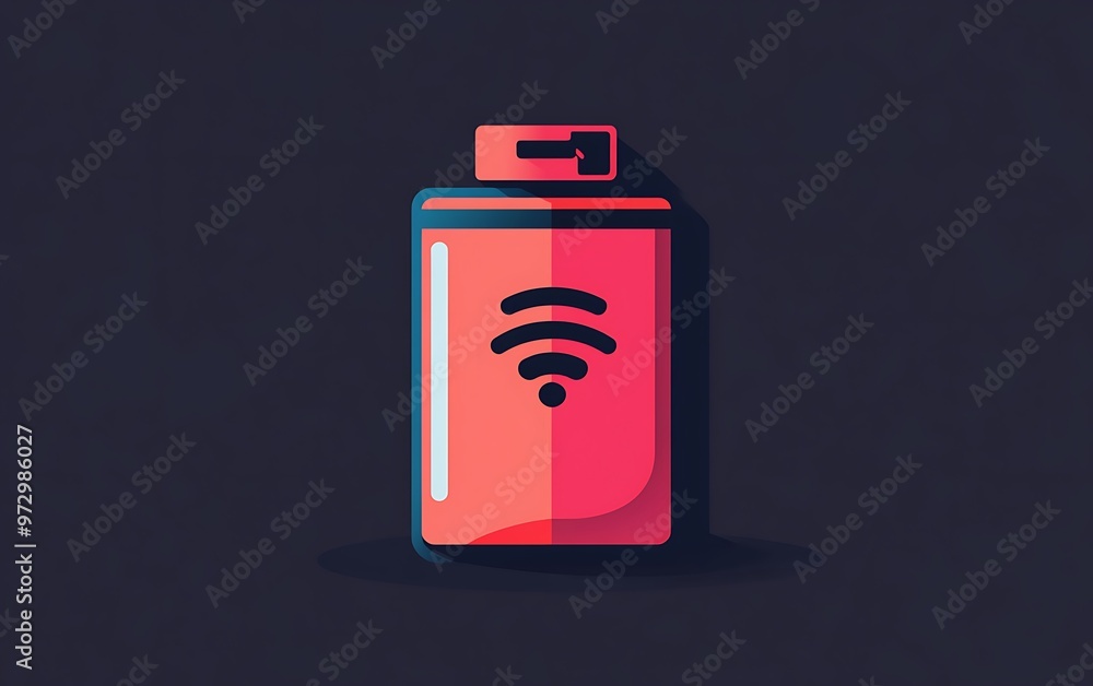 Poster minimalist battery icon with charging status - clean and simple design