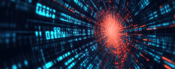 Fototapeta premium A dynamic visual of digital data flow, showcasing vibrant colors and patterns representing technology and information transfer.