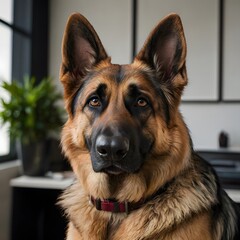 Business German shepherd alsatian dog pet in the Office 