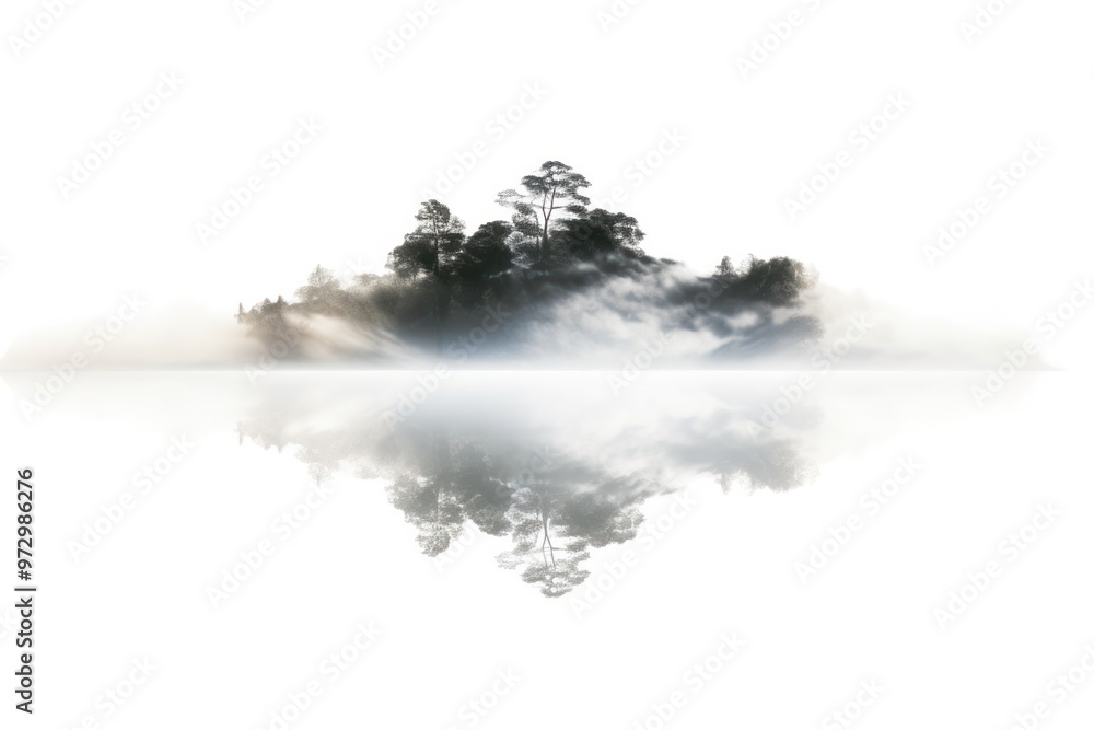 Poster a single cloud casting an ethereal shadow upon a tranquil lake, creating a mesmerizing interplay of 