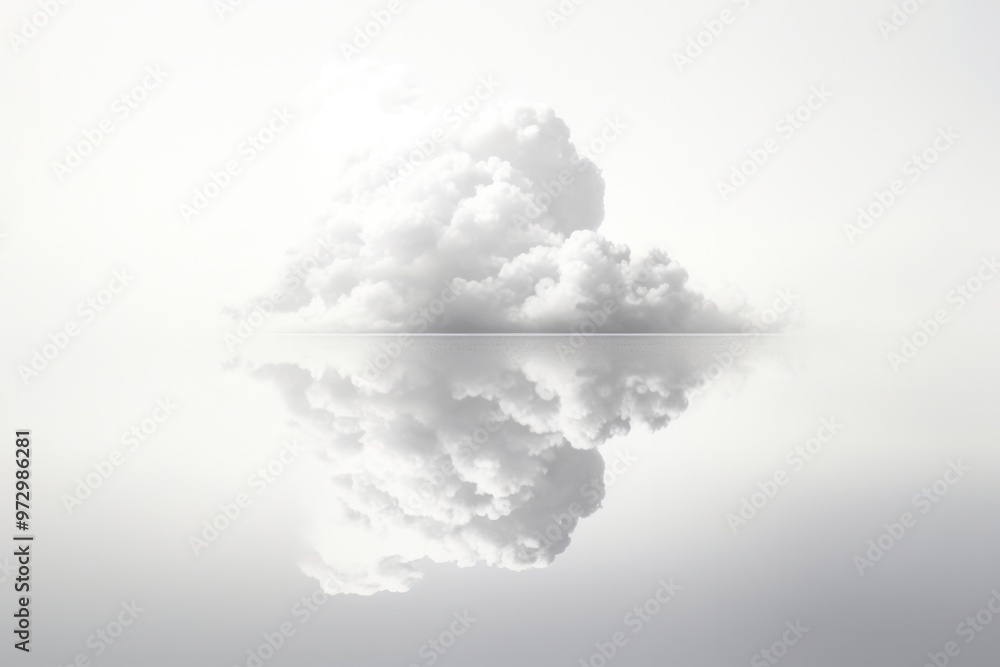 Poster a single cloud casting an ethereal shadow upon a tranquil lake, creating a mesmerizing interplay of 
