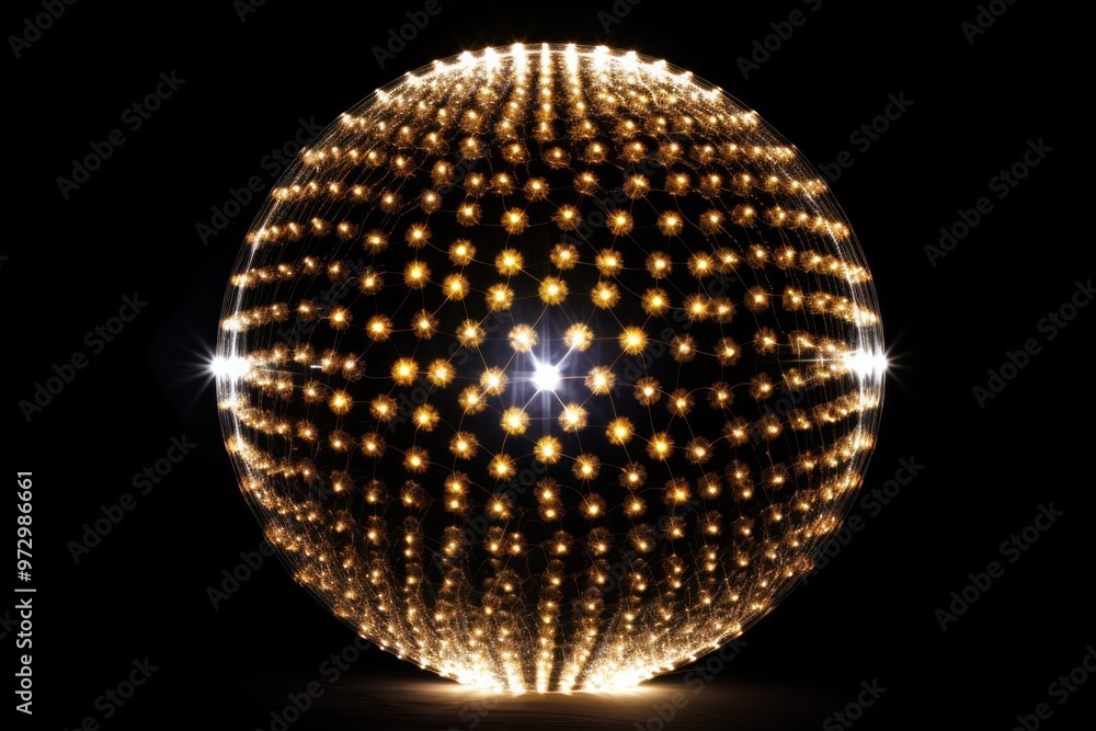 Poster a soccer ball made from hundreds of tiny led lights, creating a mesmerizing display when turned on