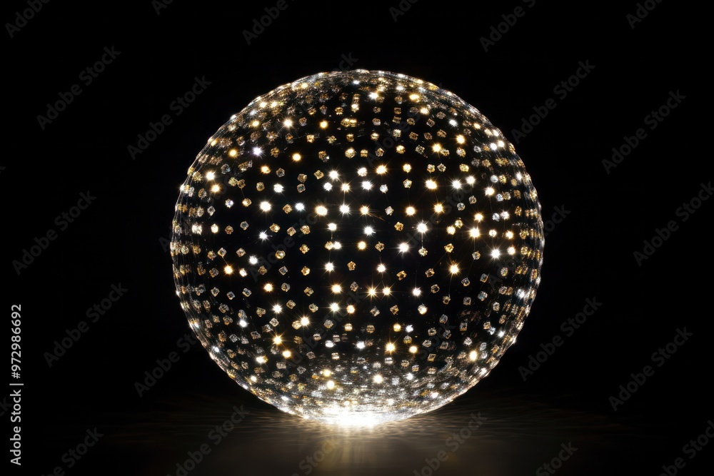 Poster a soccer ball made from hundreds of tiny led lights, creating a mesmerizing display when turned on