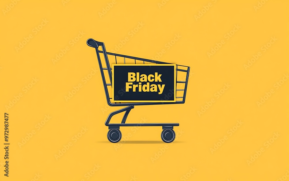 Poster modern flat vector shopping cart icon with 