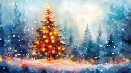 Christmas tree in snow