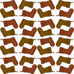Colorful repeating pattern of stockings on a light background for festive decor