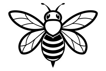 Bee vector line art illustration