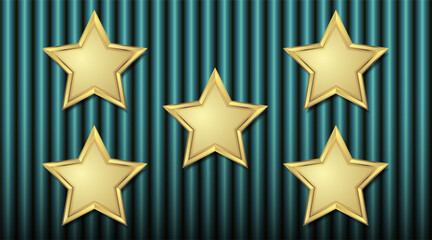 Golden Star with cylinder curve pattern or vertical background green color Illustration