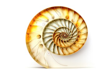 Obraz premium Golden ratio spiral with Fibonacci sequence numbers at each intersection point