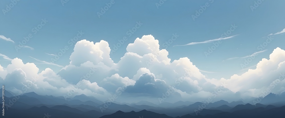 Wall mural beauty view of cloudy sky background illustration