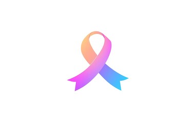 Soft Pastel Cancer Awareness Ribbon Logo on White Background