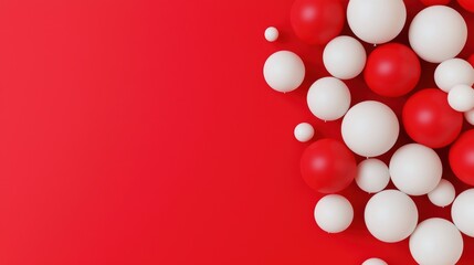 A red and white background with a bunch of red and white balls