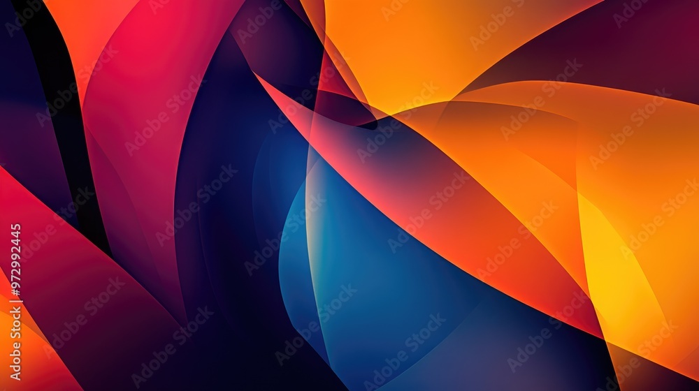 Poster an abstract background featuring a collage of intersecting shapes and gradients, creating a multi-di