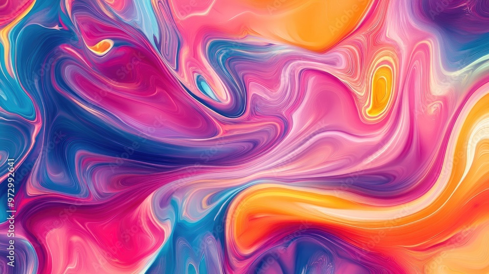 Poster an abstract background featuring vibrant, swirling colors in a fluid motion, creating a dynamic and 