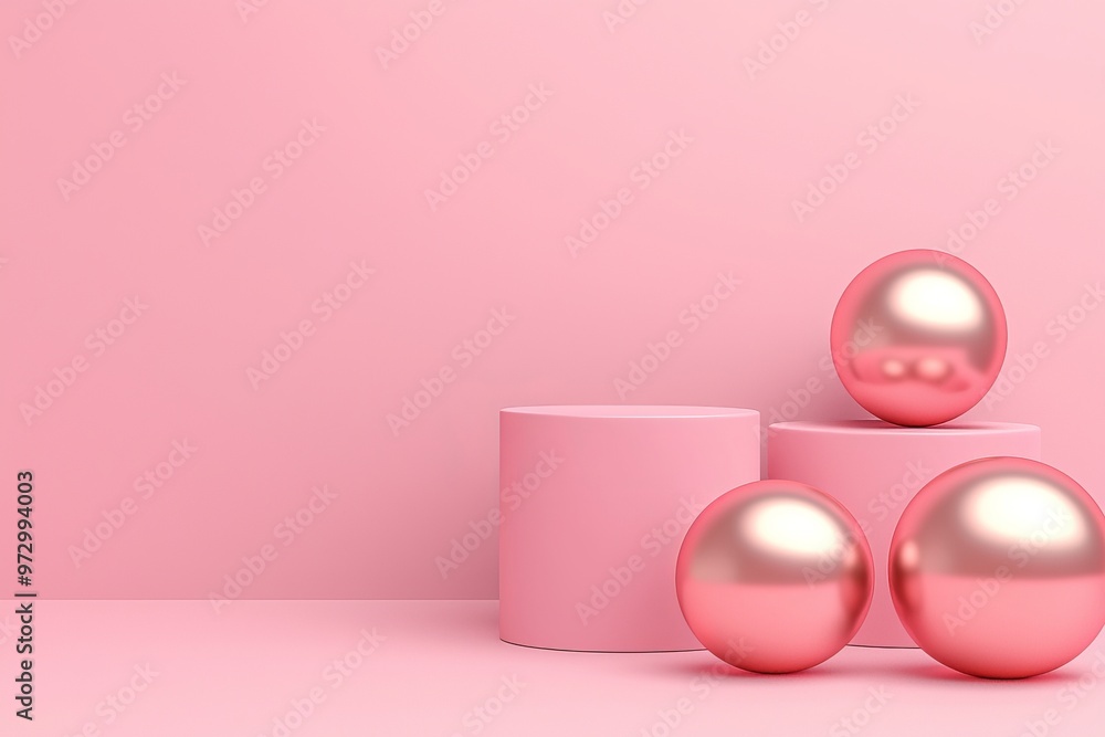 Aufkleber Rendering of abstract display podium platform for advertising and product presentation. Clean scene backdrop. Vacant pedestal for mock up. Empty stage for cosmetic.