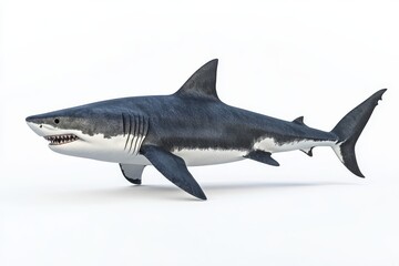 Obraz premium There are many kinds of animals in the sea, including Great White Shark, a well-known predator. This animal is isolated on a white background, marine life, clipart, and there are diverse species.