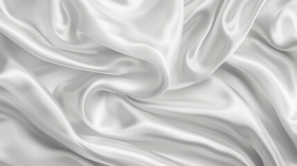 Fototapeta premium Luxurious satin silk fabric background with elegant ivory color drapery and wavy fold
