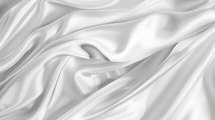 Obraz premium Elegant White Satin Fabric Texture Background, Luxurious Abstract Mockup with Copy Space