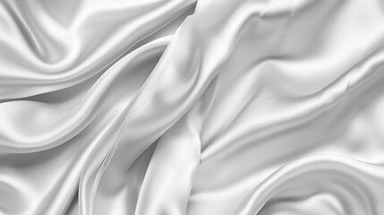 Naklejka premium Detailed close-up of smooth white silk fabric with elegant folds, highlighting its luxurious texture and softness.