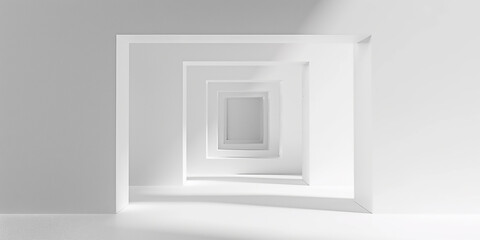 Empty white room with sunlight. Abstract studio background for product presentation 3d room with copy space