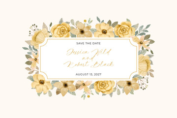 yellow soft floral watercolor frame