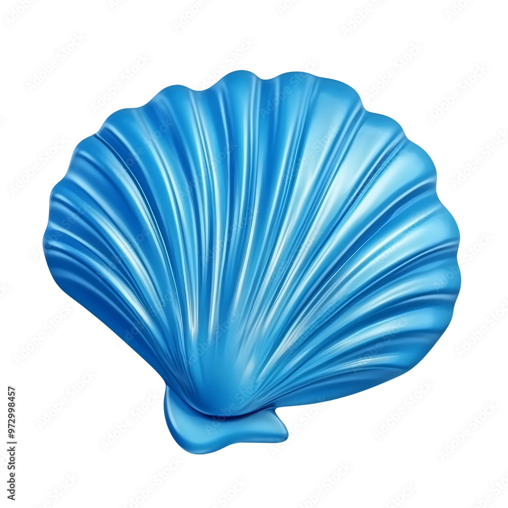 Poster blue shell 3d render icon isolated on transparent background cutout
