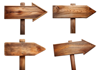Set of wooden arrow sign cut out design element