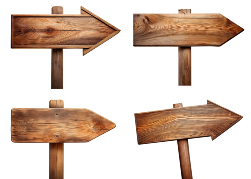 Set of wooden arrow sign cut out design element