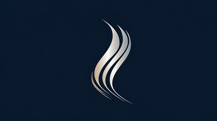 Naklejka premium Modern Business Logo with Rising Arrow and Abstract Lines in Navy Blue and Silver