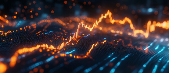 Obraz premium Stock trend chart, technology trend line chart