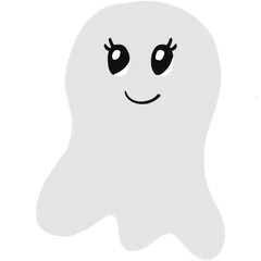 Obraz premium Cute eyes with shadows Little Smile Mount Ghost Illustration