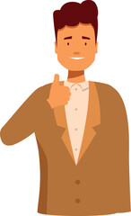 Fototapeta premium Businessman is showing a thumbs up gesture, expressing positivity and approval