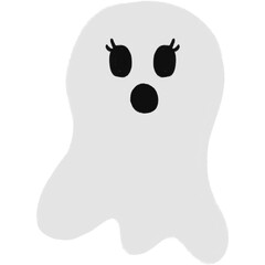 Cute Eyes WOW Mouth Ghost Illustration