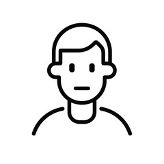 Fototapeta premium Simple black and white line drawing of a person's face, with minimalist features and short hair.