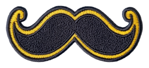 PNG Black and yellow embroidered mustache patch design
