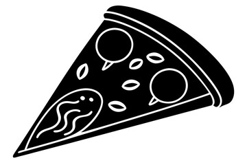 Pizza slice icon, Pizza silhouette vector, Pizzeria food sign


