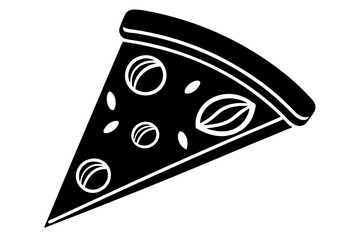 Pizza slice icon, Pizza silhouette vector, Pizzeria food sign


