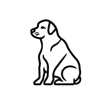recommend clip art: Black and white illustration of sitting dog facing left.