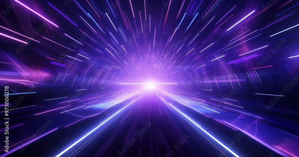 Poster a vibrant, abstract representation of speed and motion through a colorful tunnel of light.