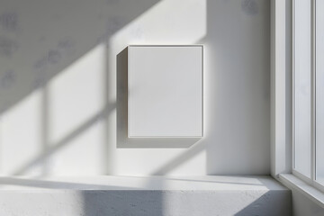 White wall frame mockup, square size. Generative Ai.