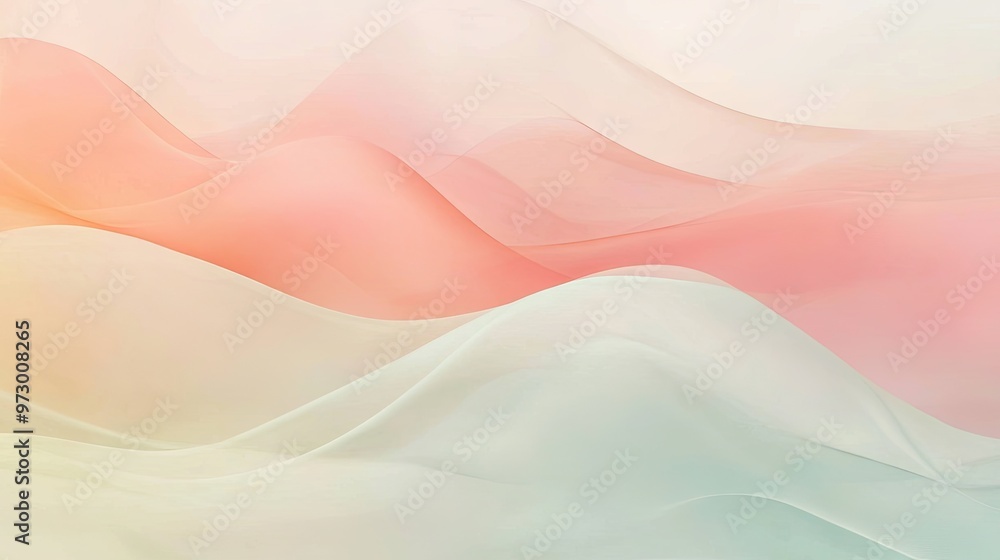 Poster abstract pastel background with soft curves and gentle waves in muted tones, ideal for creating a dr