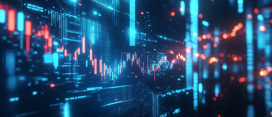 Obraz premium Stock trend chart, technology trend line chart