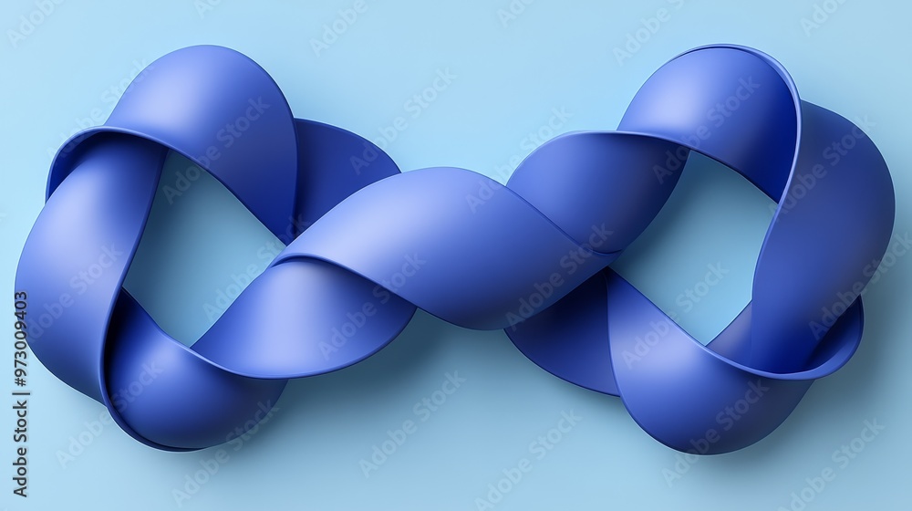 Poster a stunning blue abstract ribbon design, elegantly twisted, creating a modern and dynamic visual effe