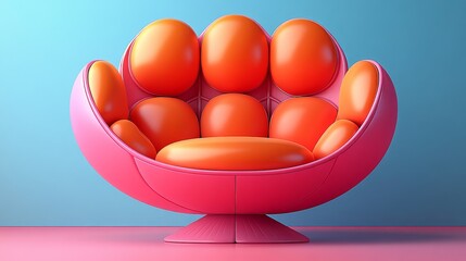 A vibrant and modern chair with a playful design, showcasing bold orange and pink colors, perfect for contemporary decor.