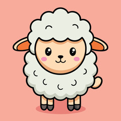 Obraz premium Cute Fluffy Sheep Illustration