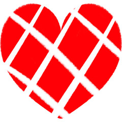 Diagonal Grid Red Heart Cute Doodle Illustration