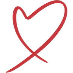 Hand drawn pink heart outline filled with warmth and tenderness