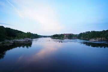 The Androscoggin River at dusk in Brunswick Maine