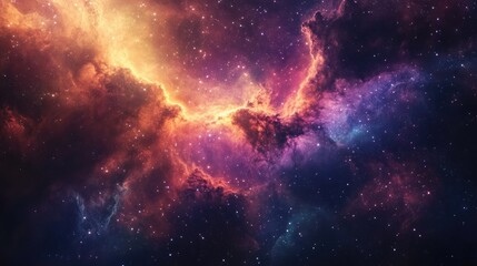 Obraz premium A vibrant and colorful nebula in space, with swirling clouds of gas and dust illuminated by the light of distant stars.