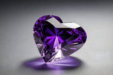 Fototapeta premium A stunning purple heart-shaped gemstone, radiating elegance and charm, ideal for romantic jewelry pieces and special occasions.